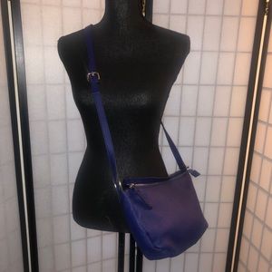 MANGO Purse Crossbody Blue Leather Small BaG
